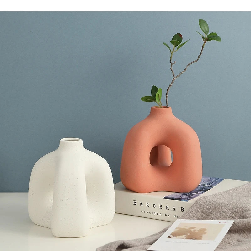 Nordic Ceramic Vase Living Room Porch Decor Handicraft Ornaments Dried Flower Arrangement Home Decoration