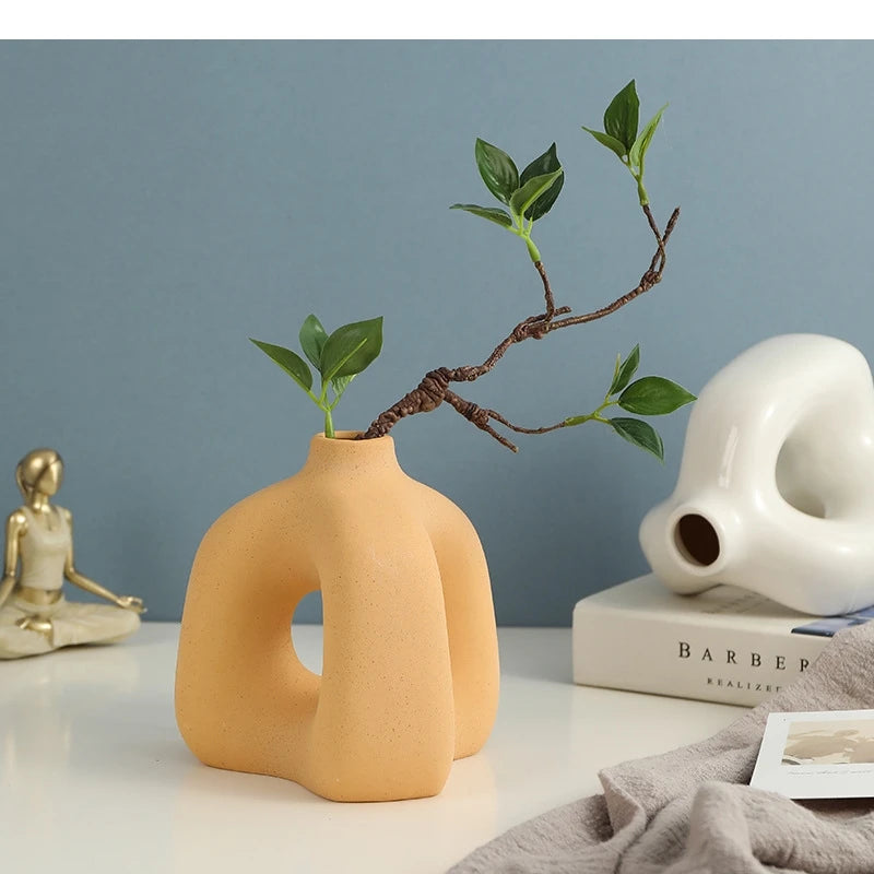 Nordic Ceramic Vase Living Room Porch Decor Handicraft Ornaments Dried Flower Arrangement Home Decoration