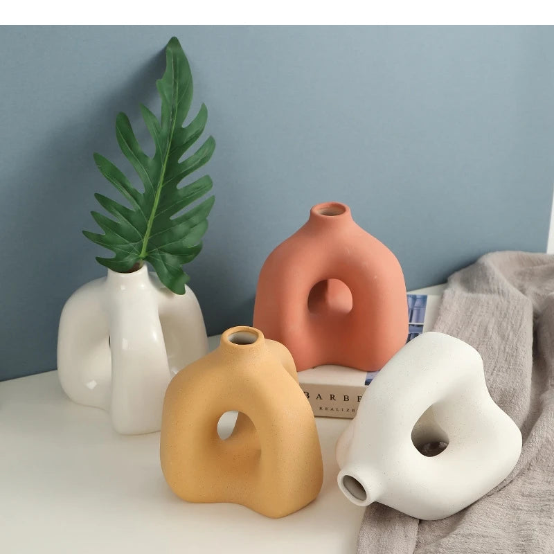 Nordic Ceramic Vase Living Room Porch Decor Handicraft Ornaments Dried Flower Arrangement Home Decoration